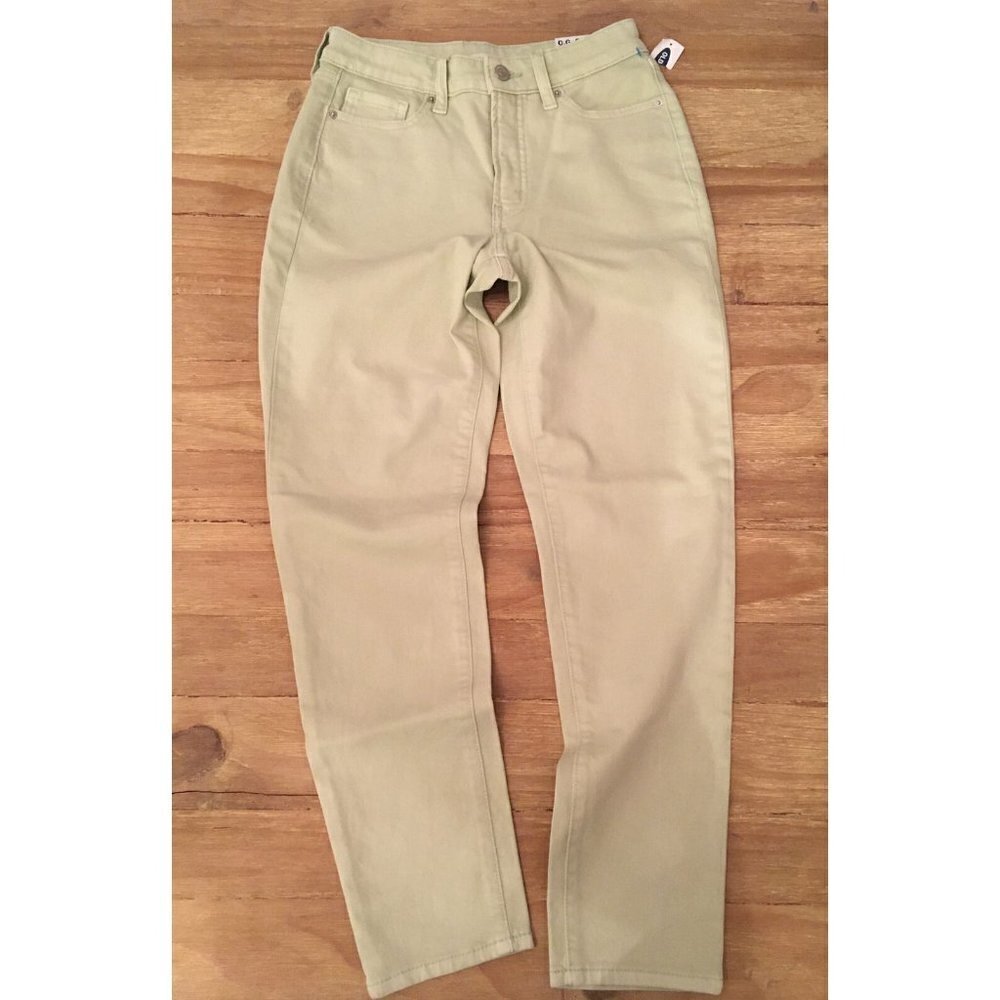 OLD NAVY Womens 0 Pale Green High-Waist O.G. Straight High Rise Stretch Jeans